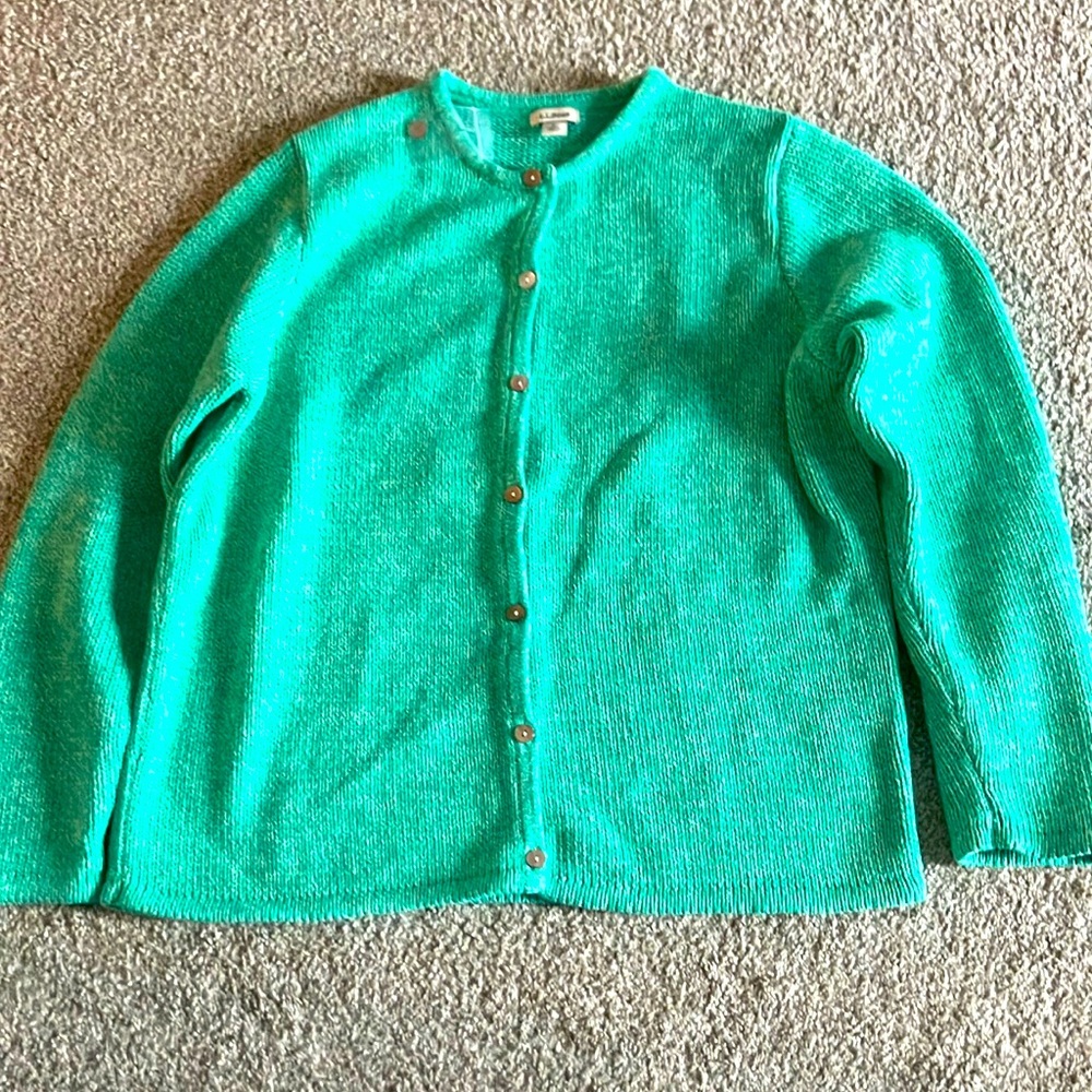 NWOT LL BEAN COTTON KNIT BUTTON FRONT CARDIGAN SWEATER